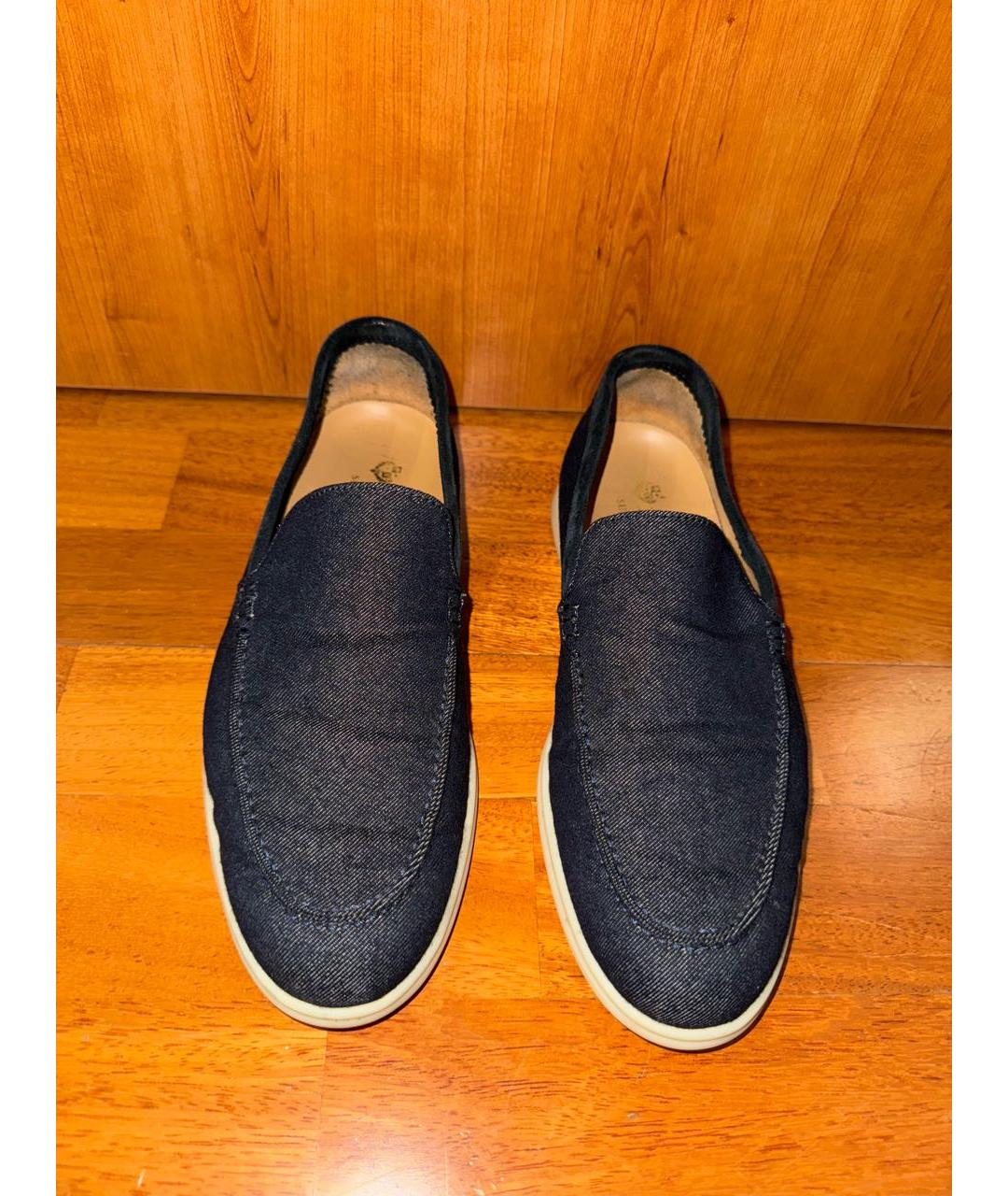 LORO PIANA Темно-синие текстильные туфли, фото 2
