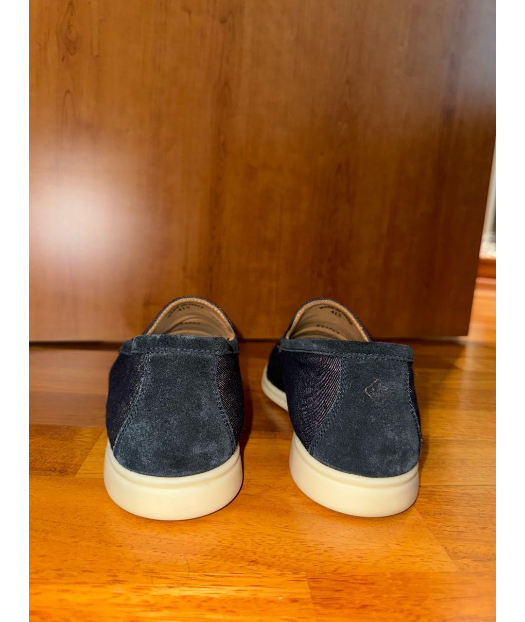 LORO PIANA Темно-синие текстильные туфли, фото 4