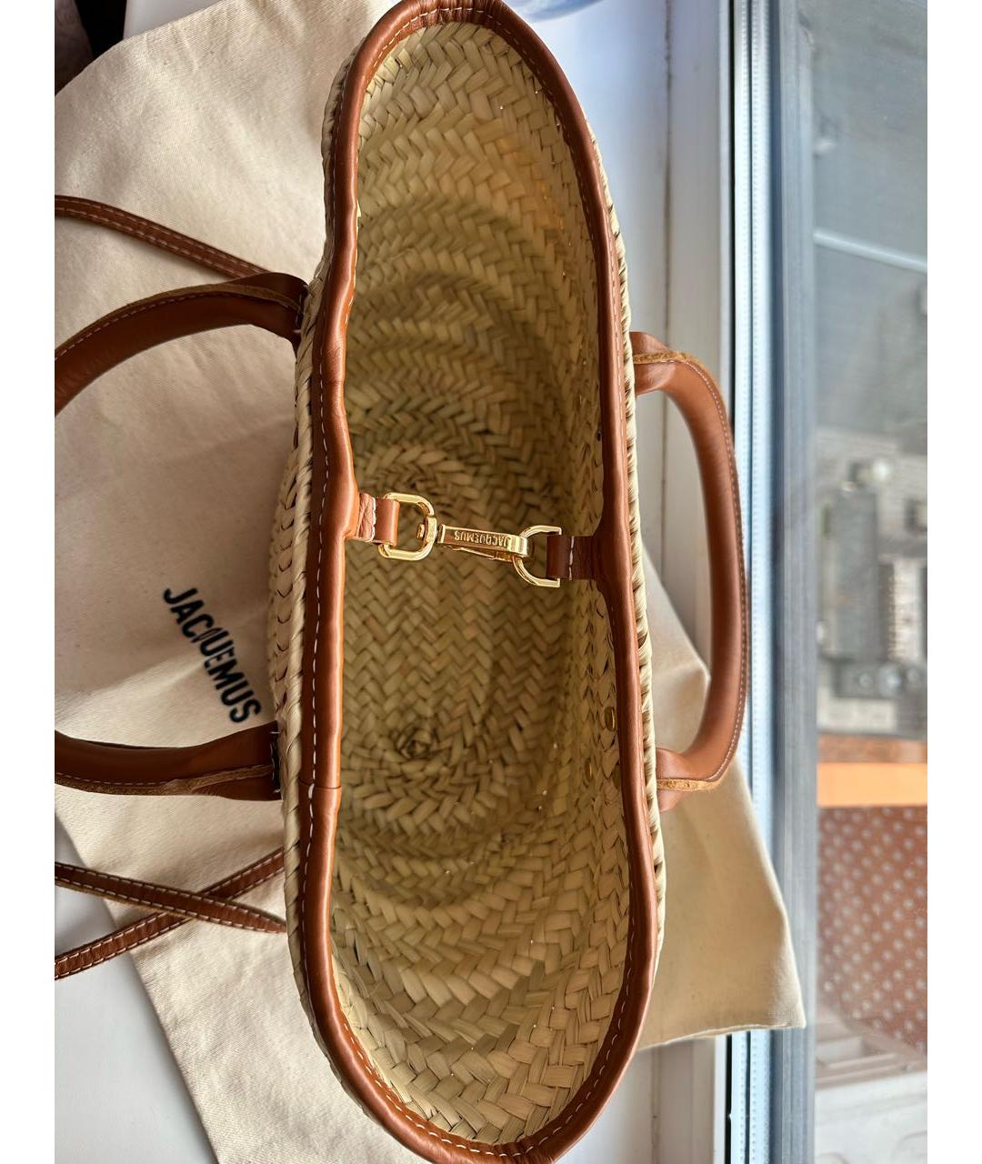 JACQUEMUS Бежевая пелетеная пляжная сумка, фото 4