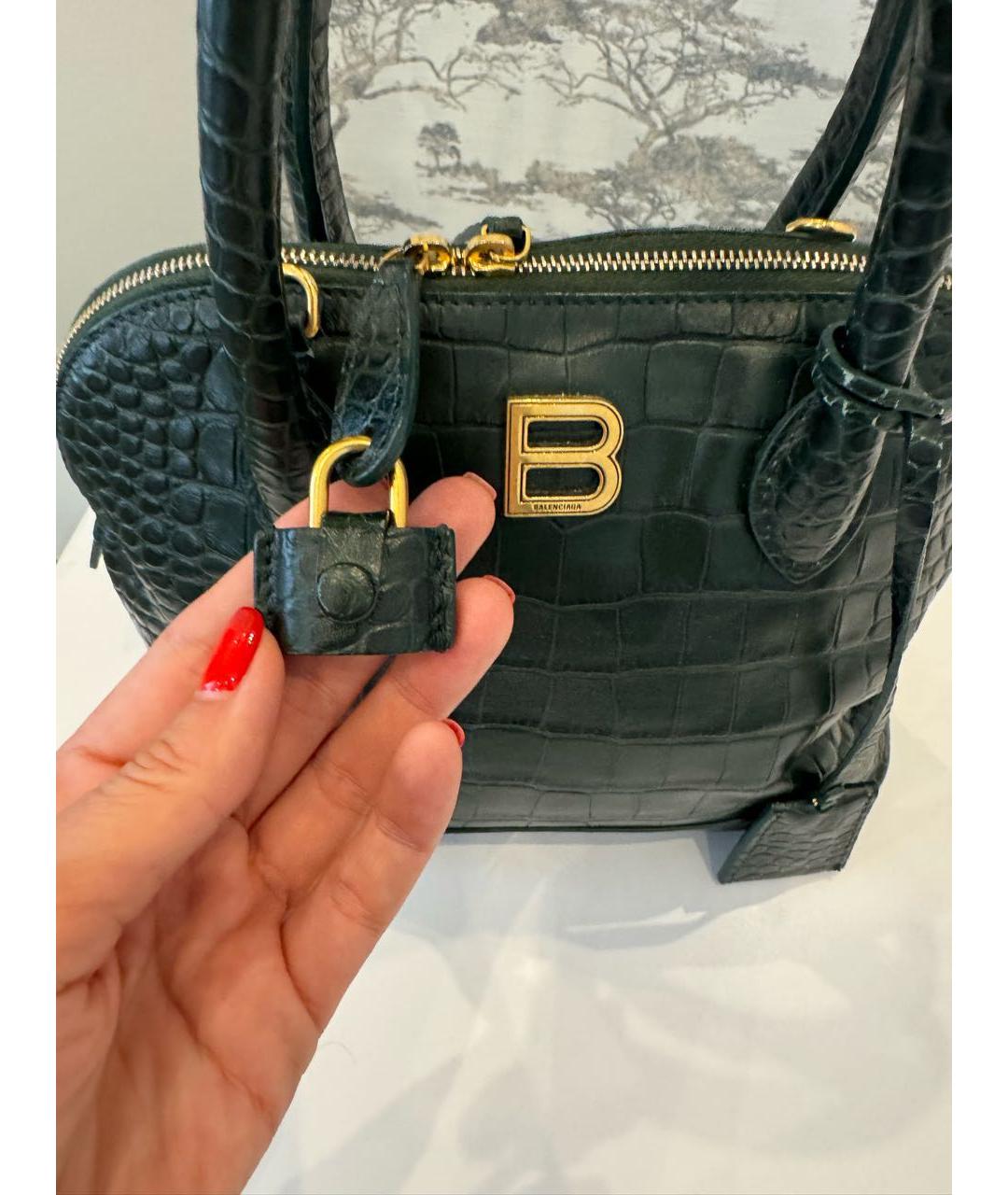 BALENCIAGA Зеленая кожаная сумка тоут, фото 2