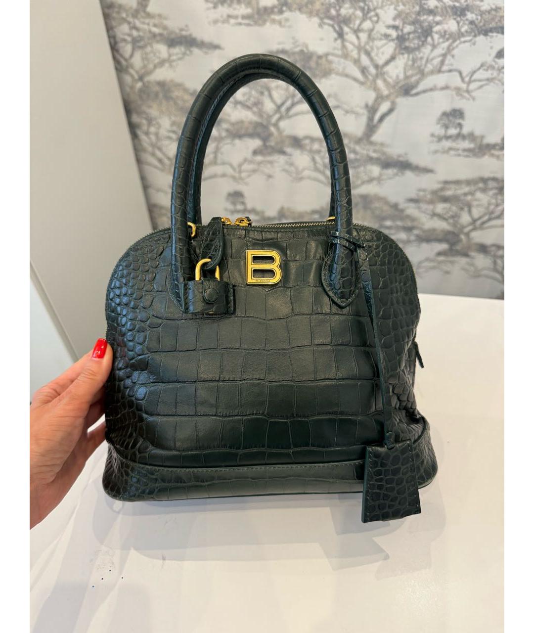 BALENCIAGA Зеленая кожаная сумка тоут, фото 5