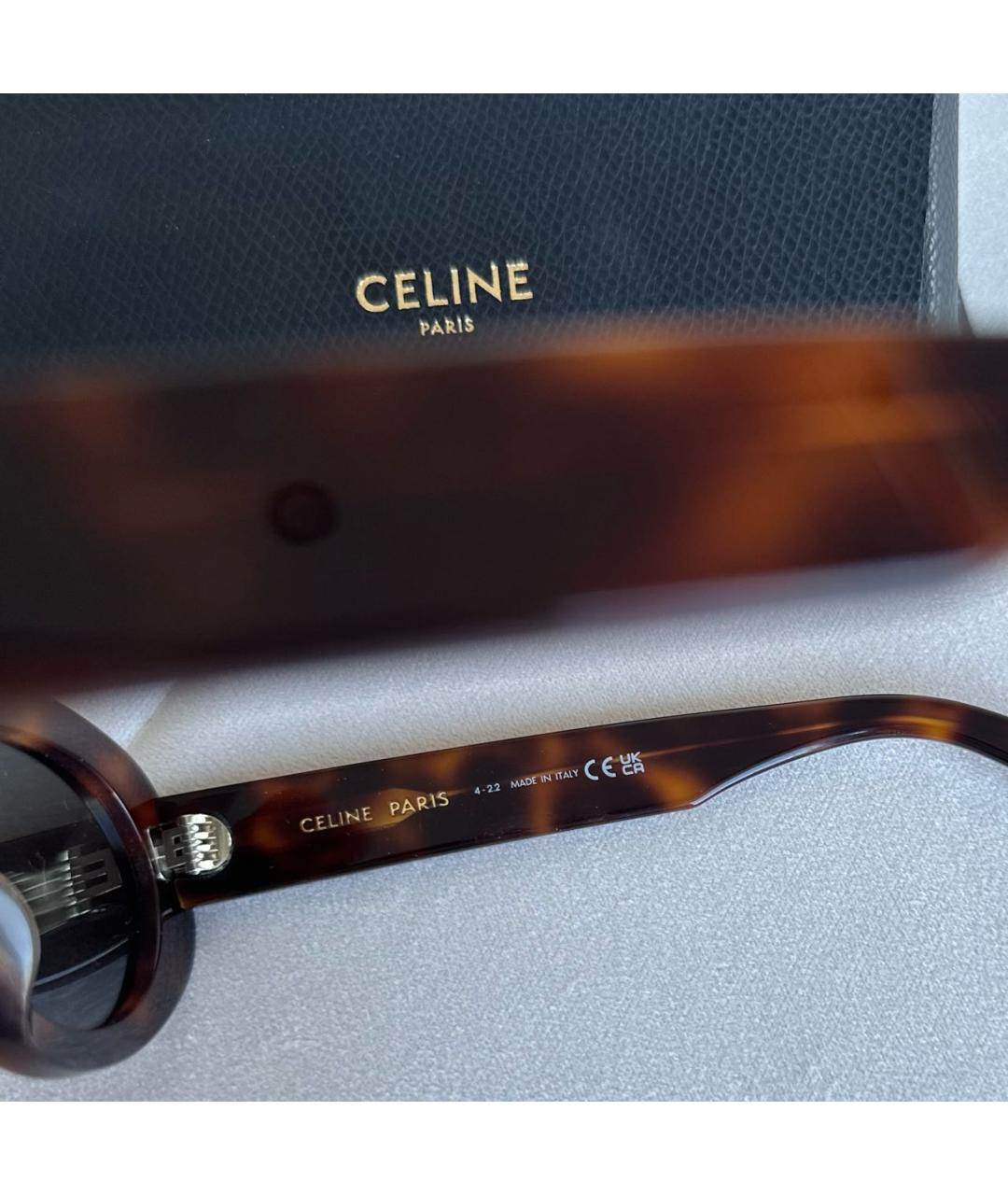 CELINE PRE-OWNED Коричневые пластиковые солнцезащитные очки, фото 6