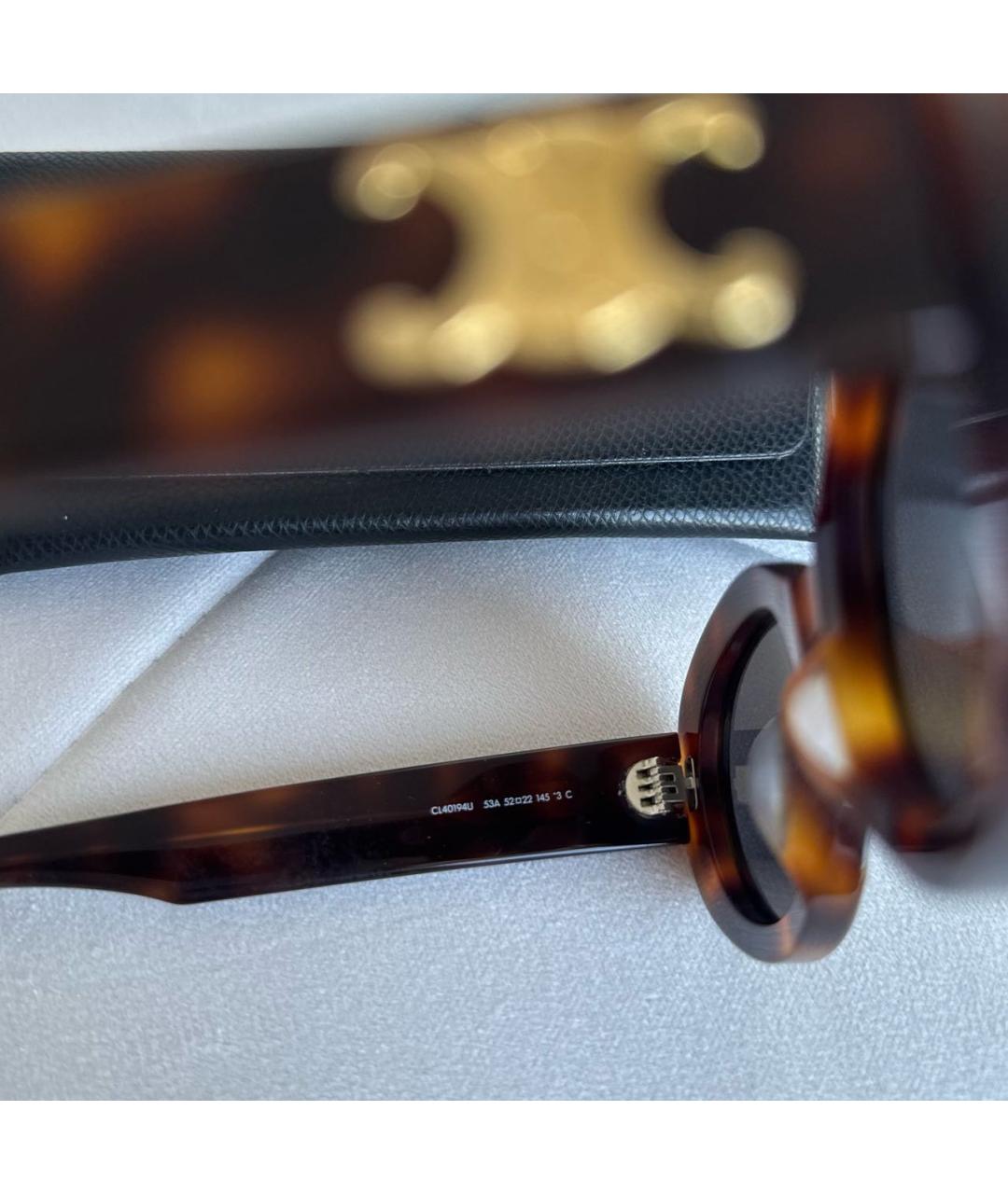 CELINE PRE-OWNED Коричневые пластиковые солнцезащитные очки, фото 5