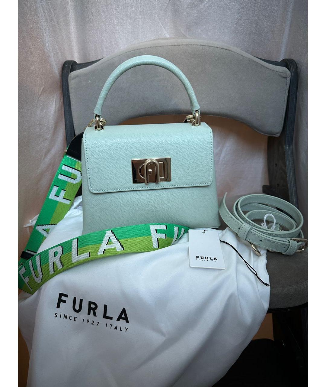 FURLA Салатовая кожаная сумка через плечо, фото 2