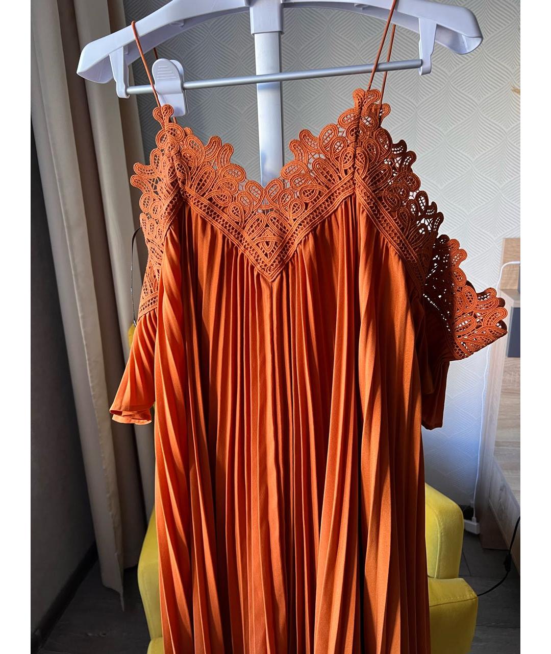 SELF-PORTRAIT Оранжевое полиэстеровое вечернее платье, фото 4