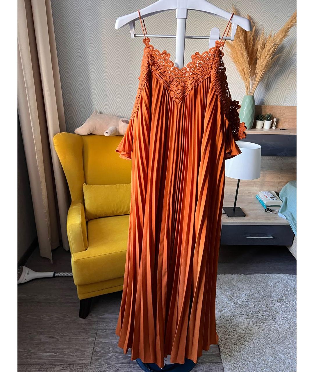 SELF-PORTRAIT Оранжевое полиэстеровое вечернее платье, фото 2