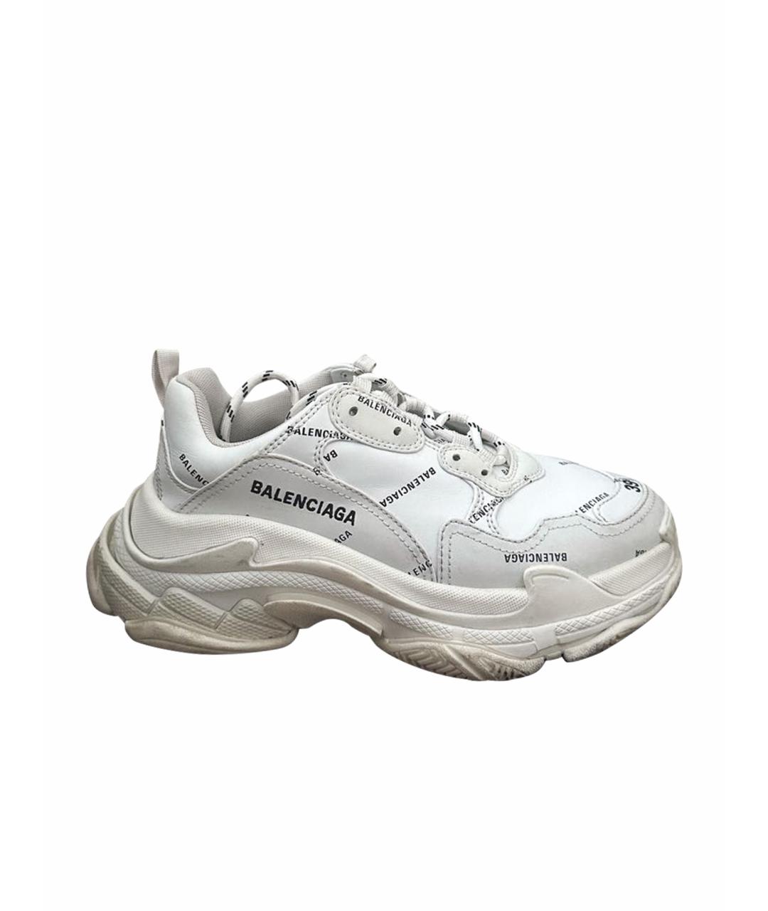 BALENCIAGA Белые кожаные кроссовки, фото 1