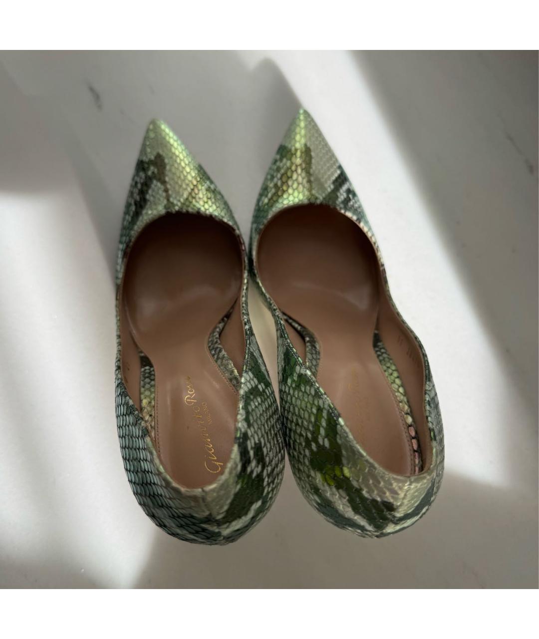 GIANVITO ROSSI Салатовые туфли из экзотической кожи, фото 7