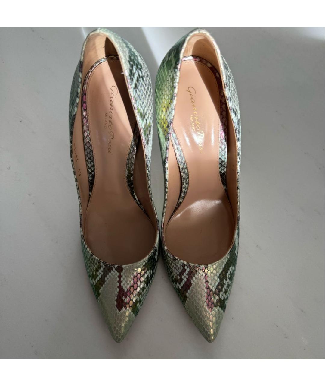 GIANVITO ROSSI Салатовые туфли из экзотической кожи, фото 8