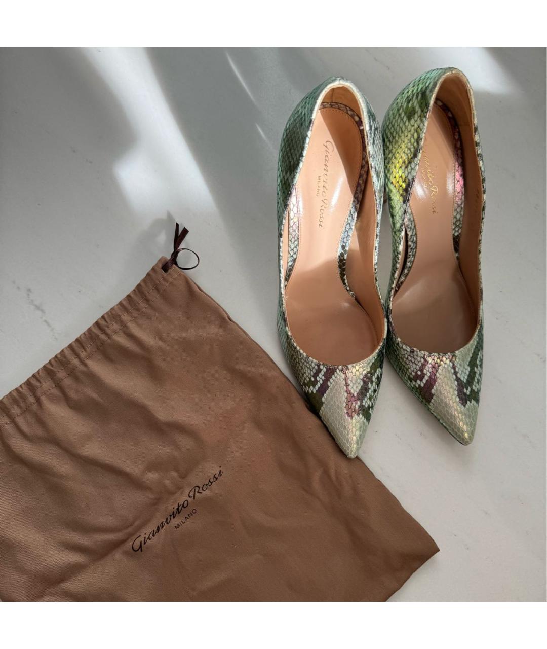 GIANVITO ROSSI Салатовые туфли из экзотической кожи, фото 6