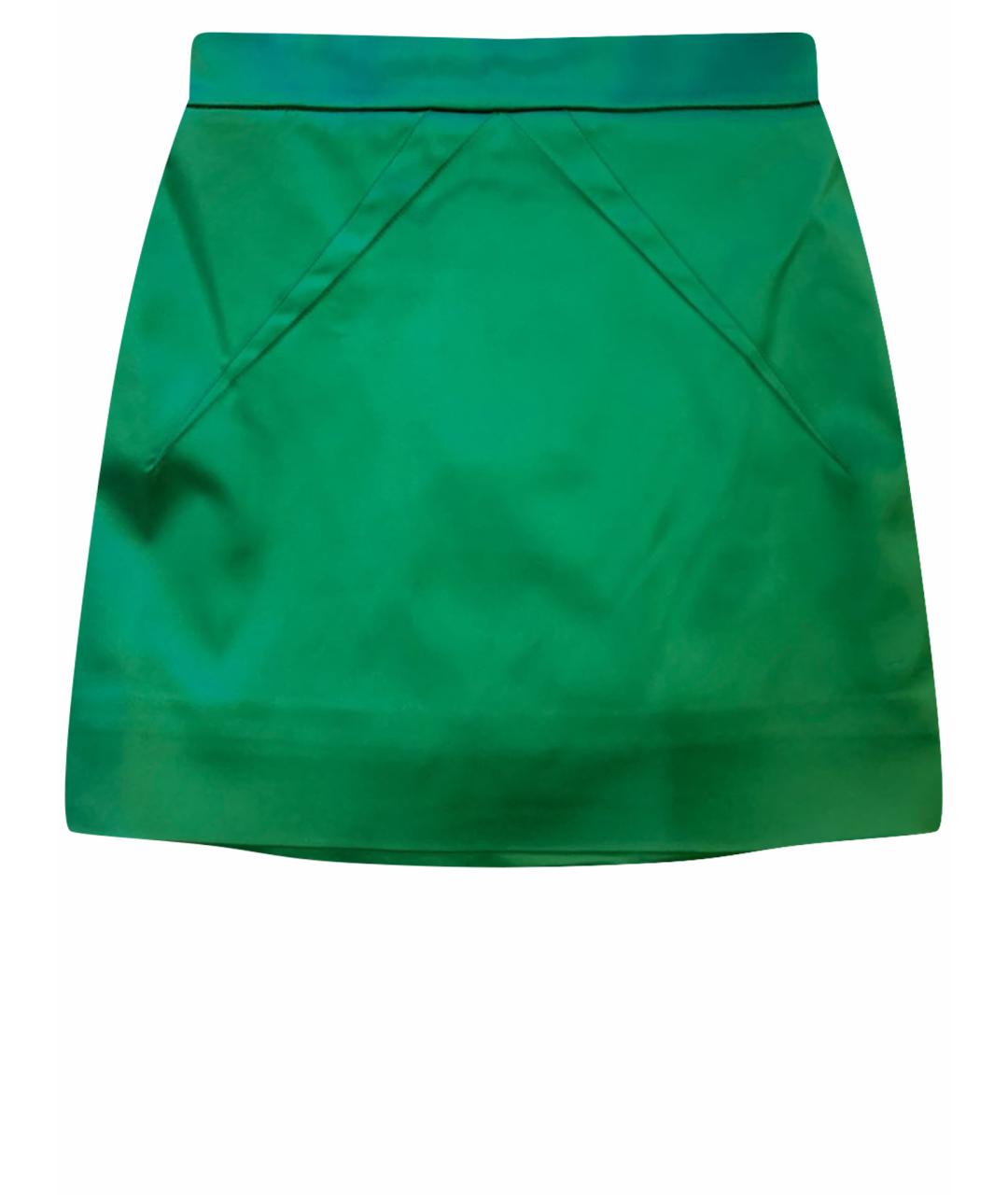 DOLCE&GABBANA Зеленая атласная юбка мини, фото 1