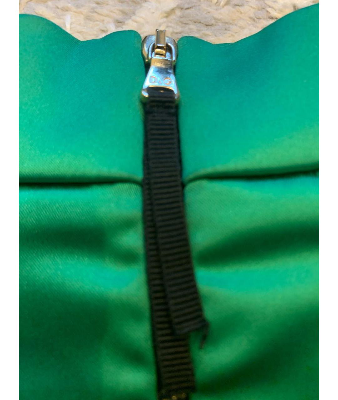 DOLCE&GABBANA Зеленая атласная юбка мини, фото 3