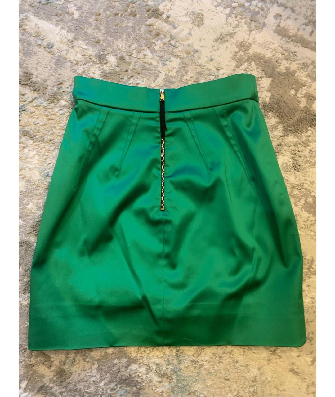 DOLCE&GABBANA Зеленая атласная юбка мини, фото 2