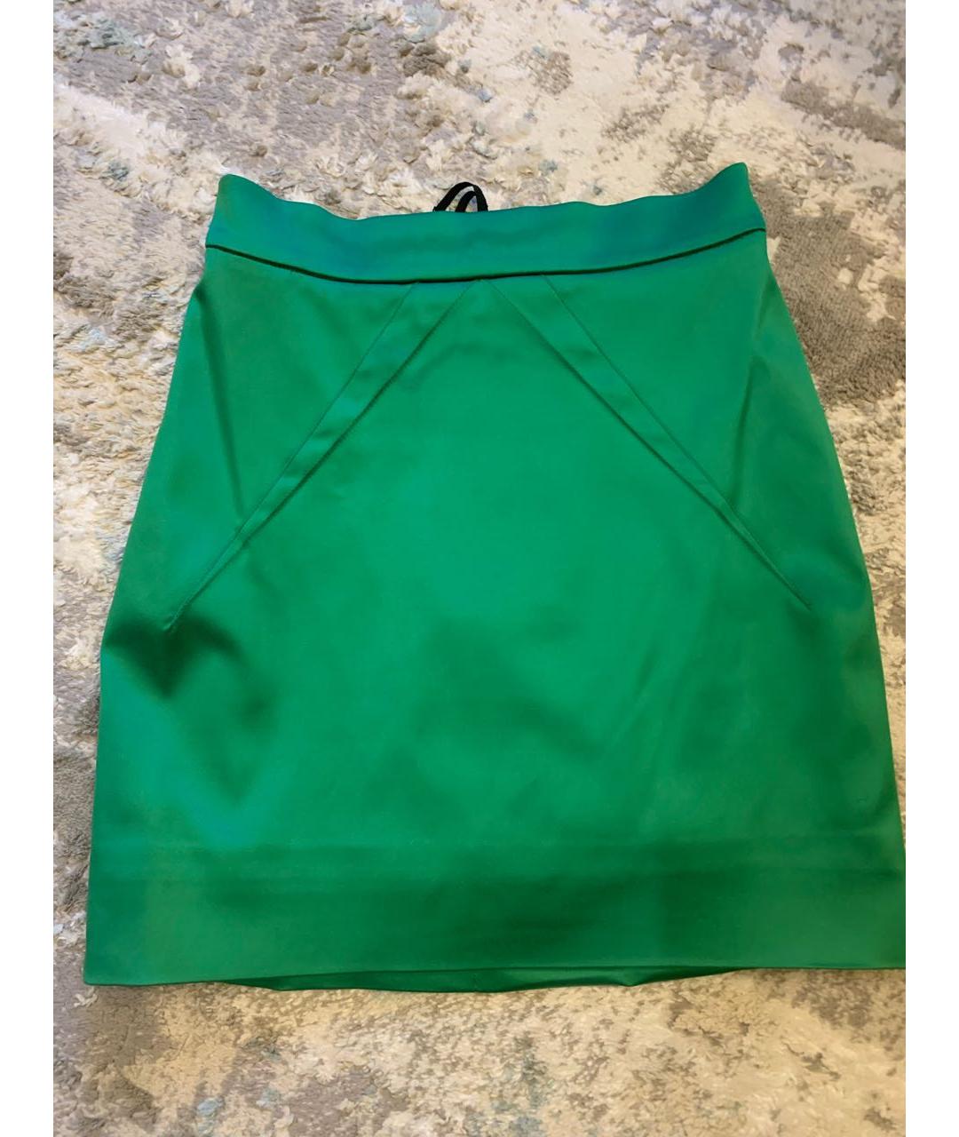 DOLCE&GABBANA Зеленая атласная юбка мини, фото 5