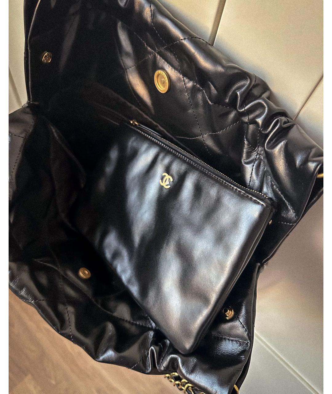 CHANEL PRE-OWNED Черная кожаная сумка тоут, фото 5