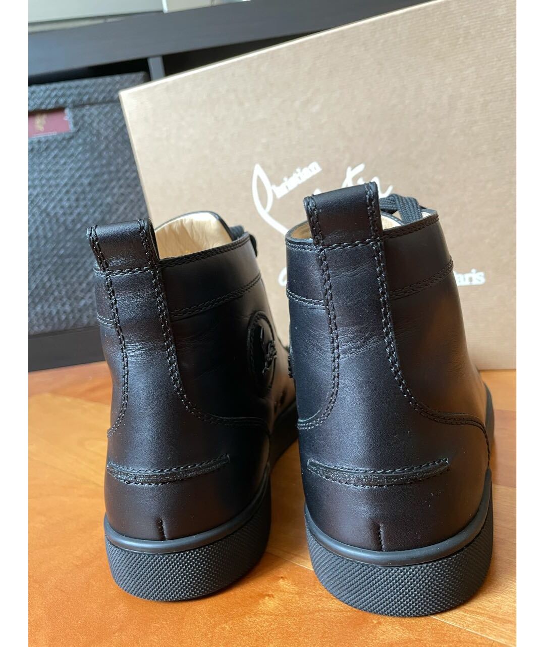 CHRISTIAN LOUBOUTIN Черные кожаные высокие ботинки, фото 4