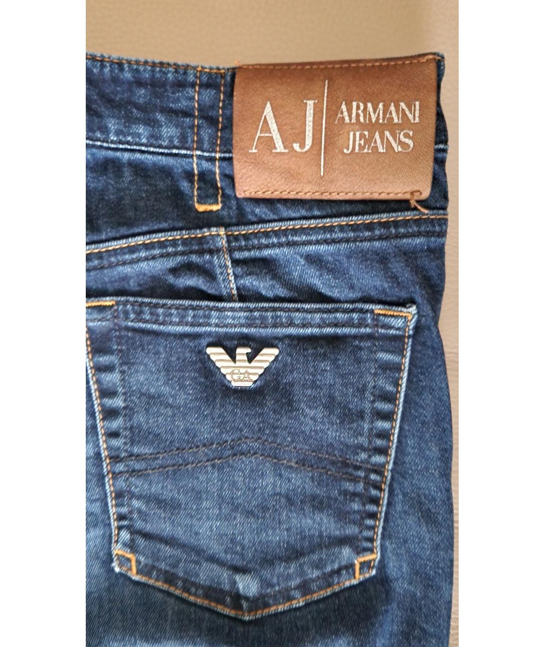 ARMANI JEANS Темно-синие хлопковые прямые джинсы, фото 4