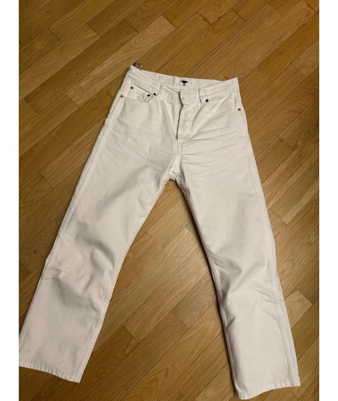 CHRISTIAN DIOR Белые хлопковые прямые джинсы, фото 7