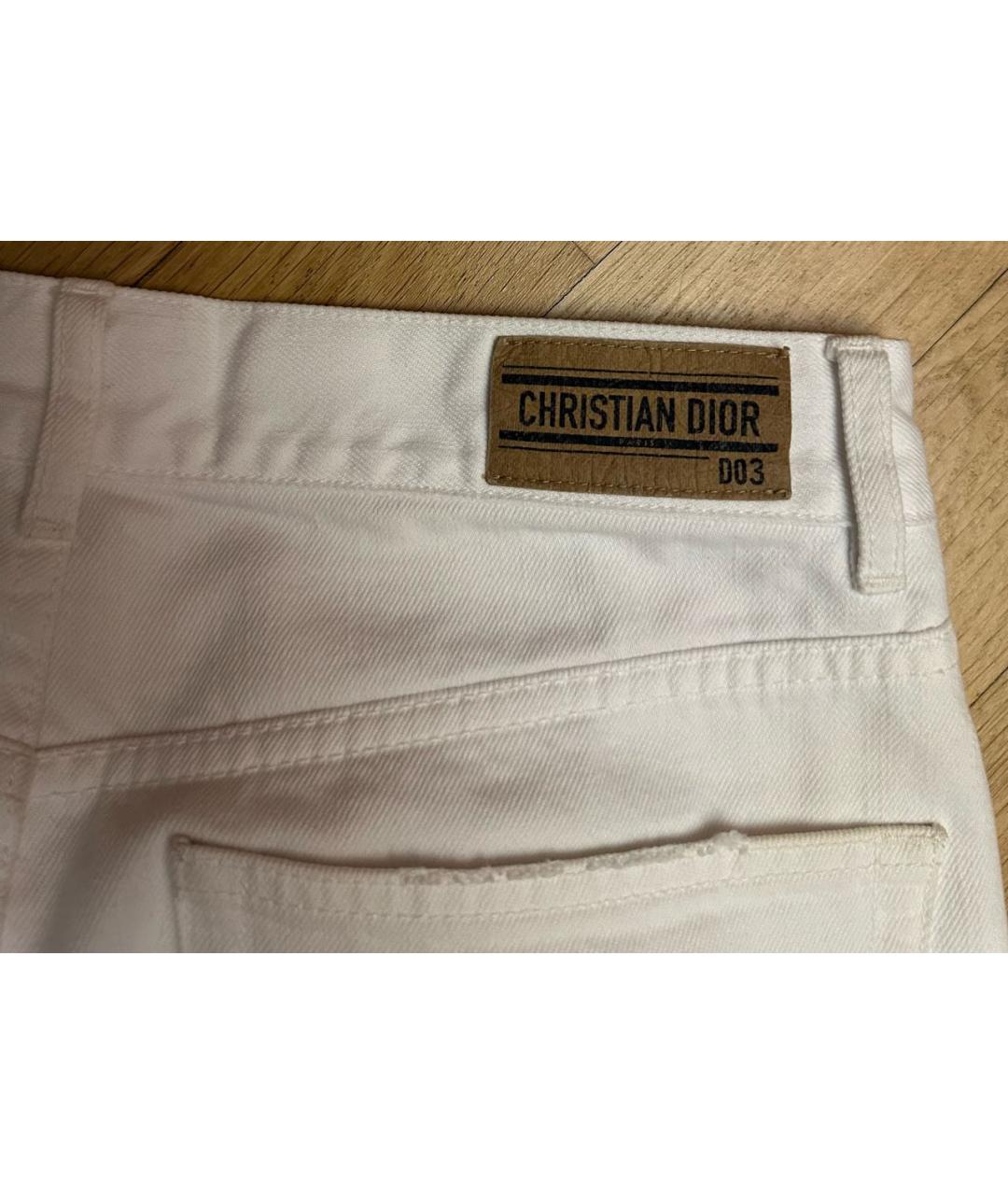 CHRISTIAN DIOR PRE-OWNED Белые хлопковые прямые джинсы, фото 3