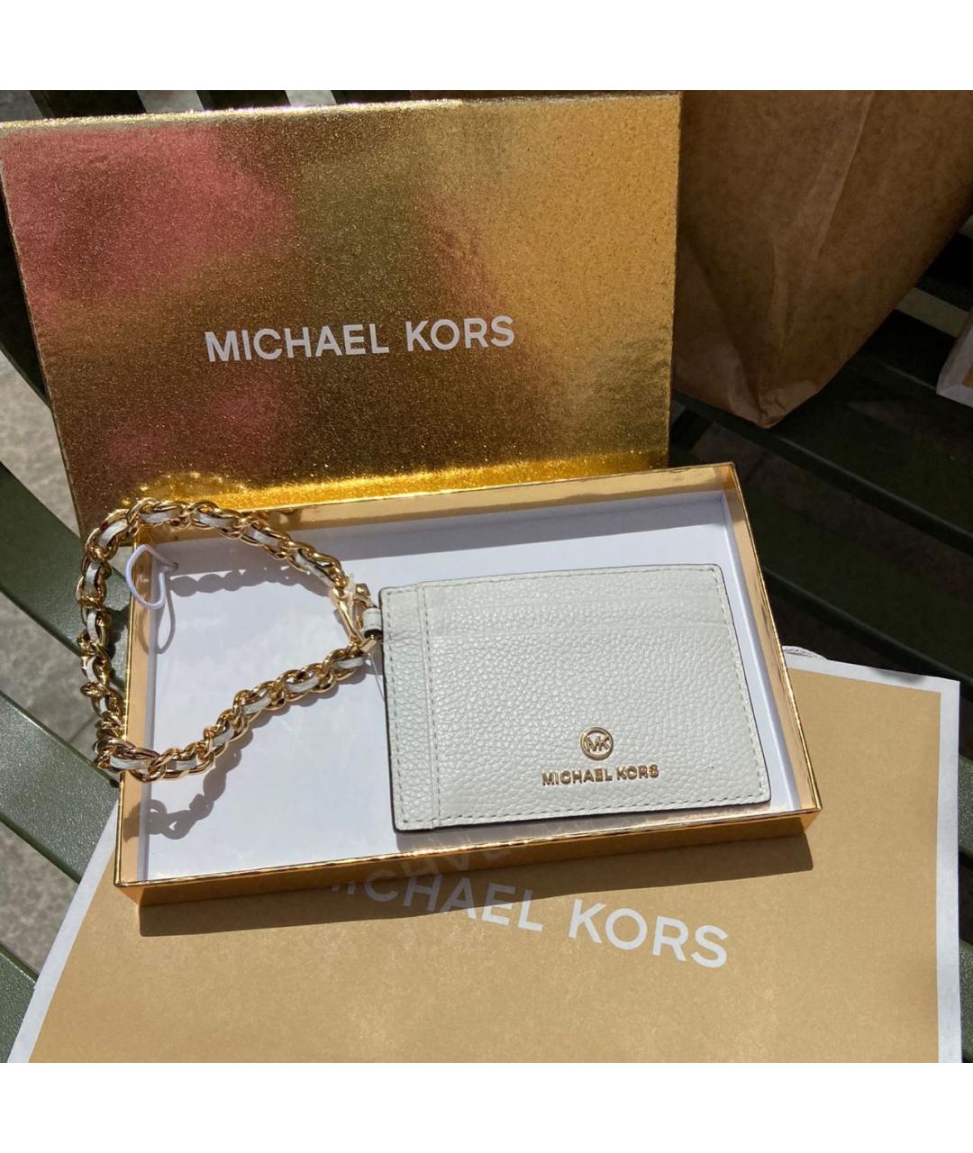 MICHAEL KORS Белый кожаный кардхолдер, фото 4