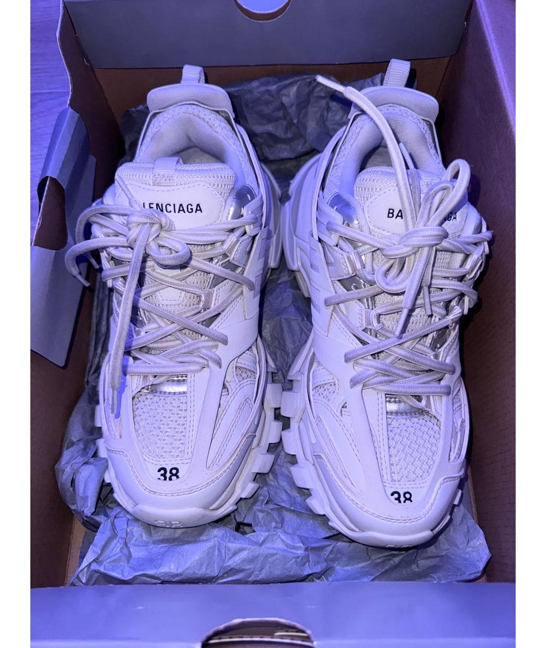 BALENCIAGA Белые кожаные кроссовки, фото 2