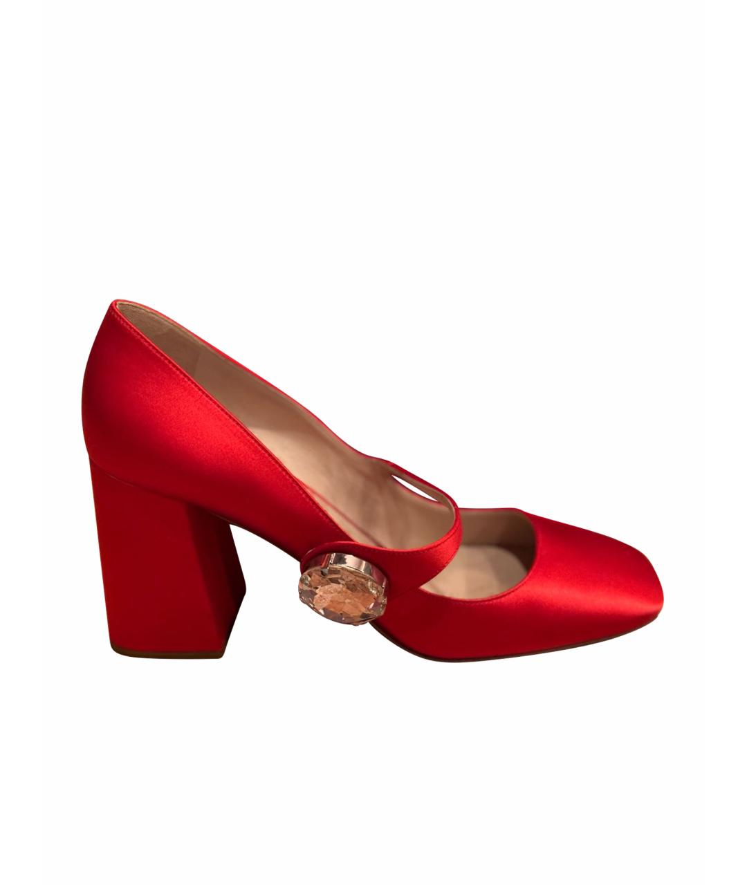MIU MIU Красные текстильные туфли, фото 1