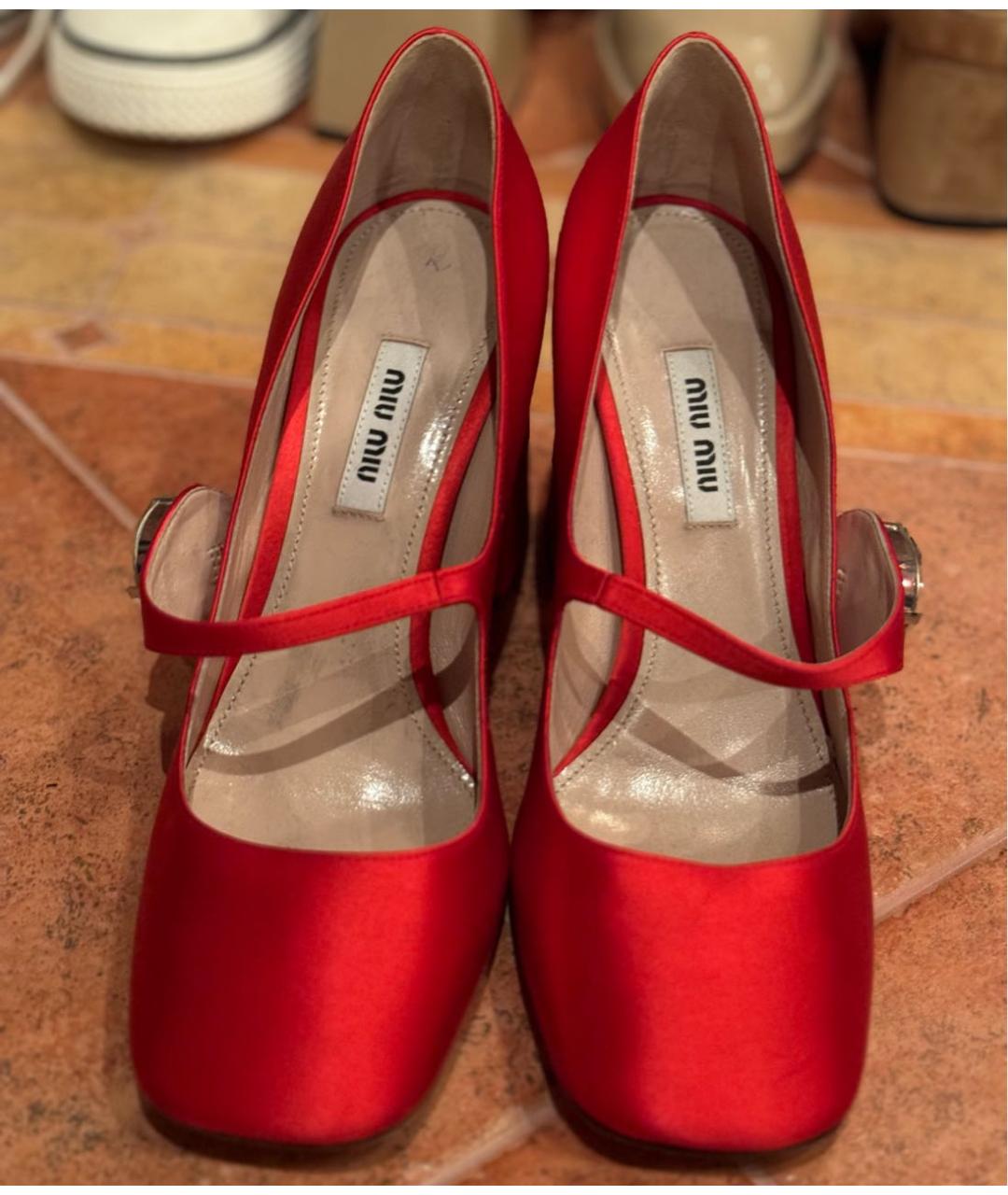 MIU MIU Красные текстильные туфли, фото 2