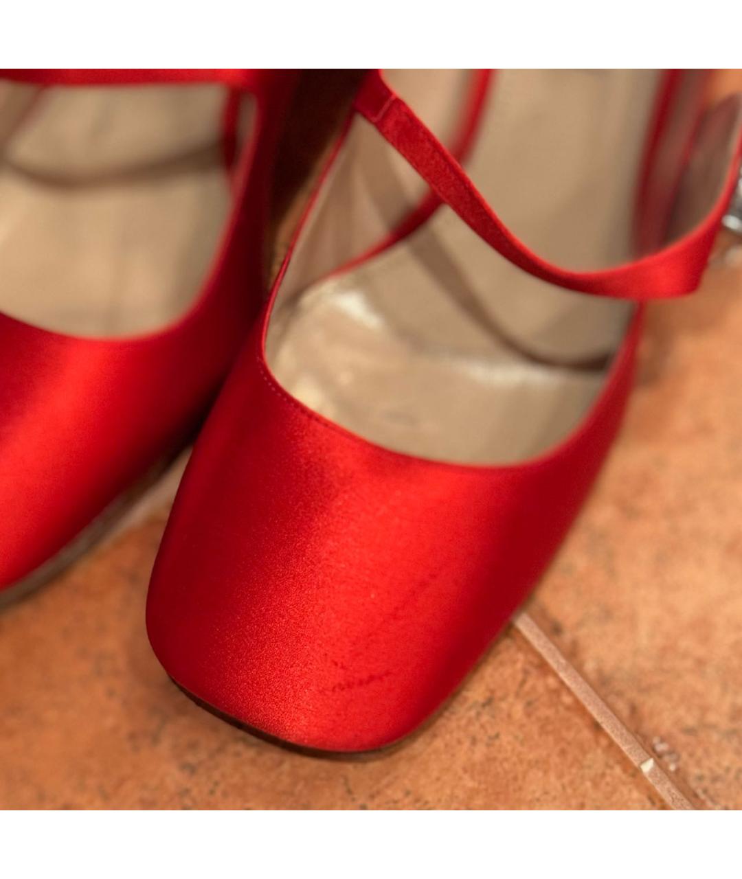 MIU MIU Красные текстильные туфли, фото 5