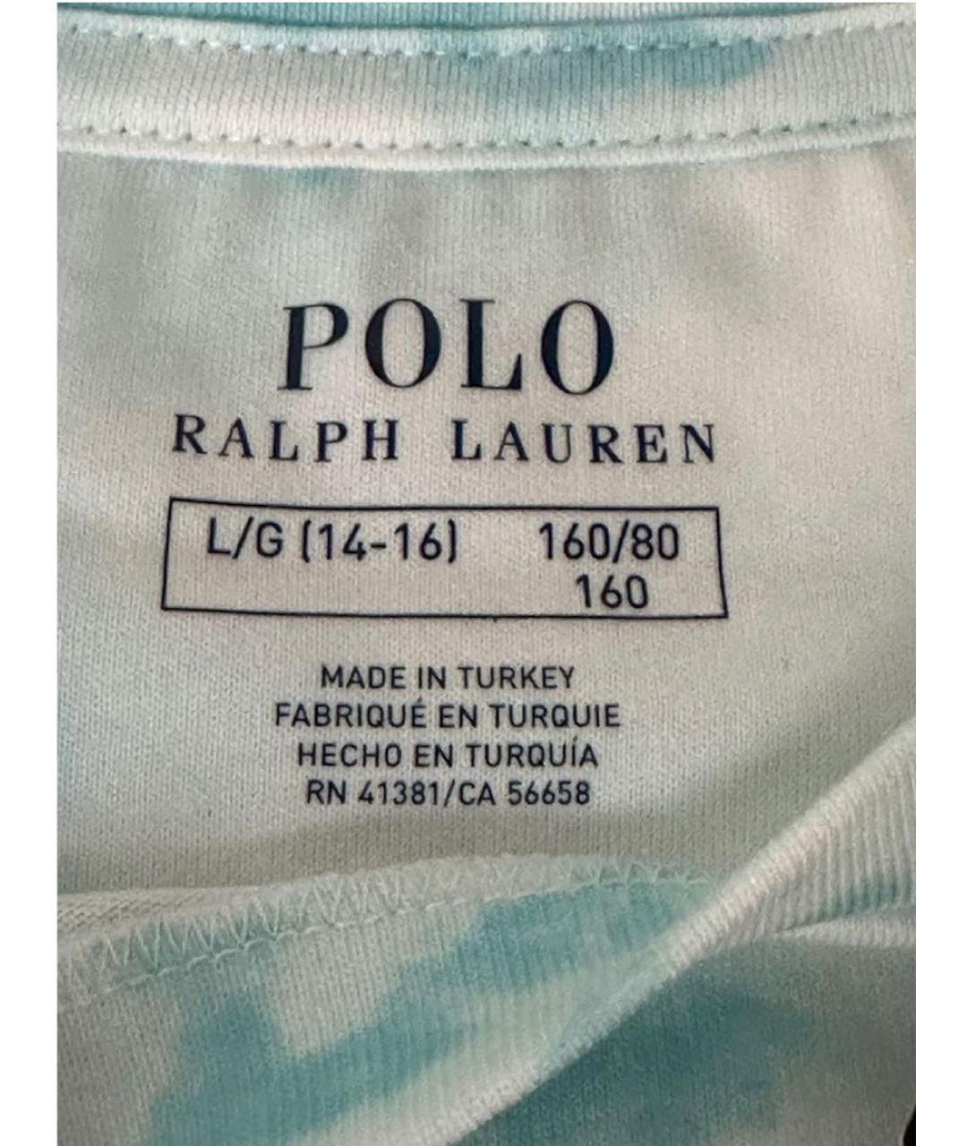 POLO RALPH LAUREN Голубая хлопковая детская футболка, фото 4