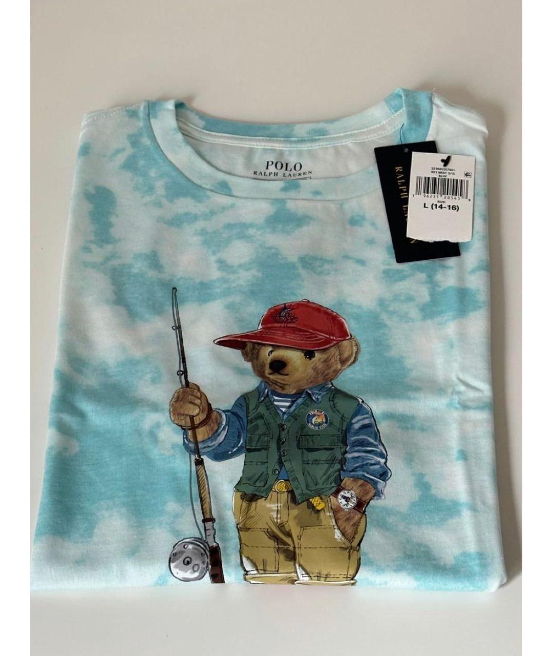 POLO RALPH LAUREN Голубая хлопковая детская футболка, фото 2