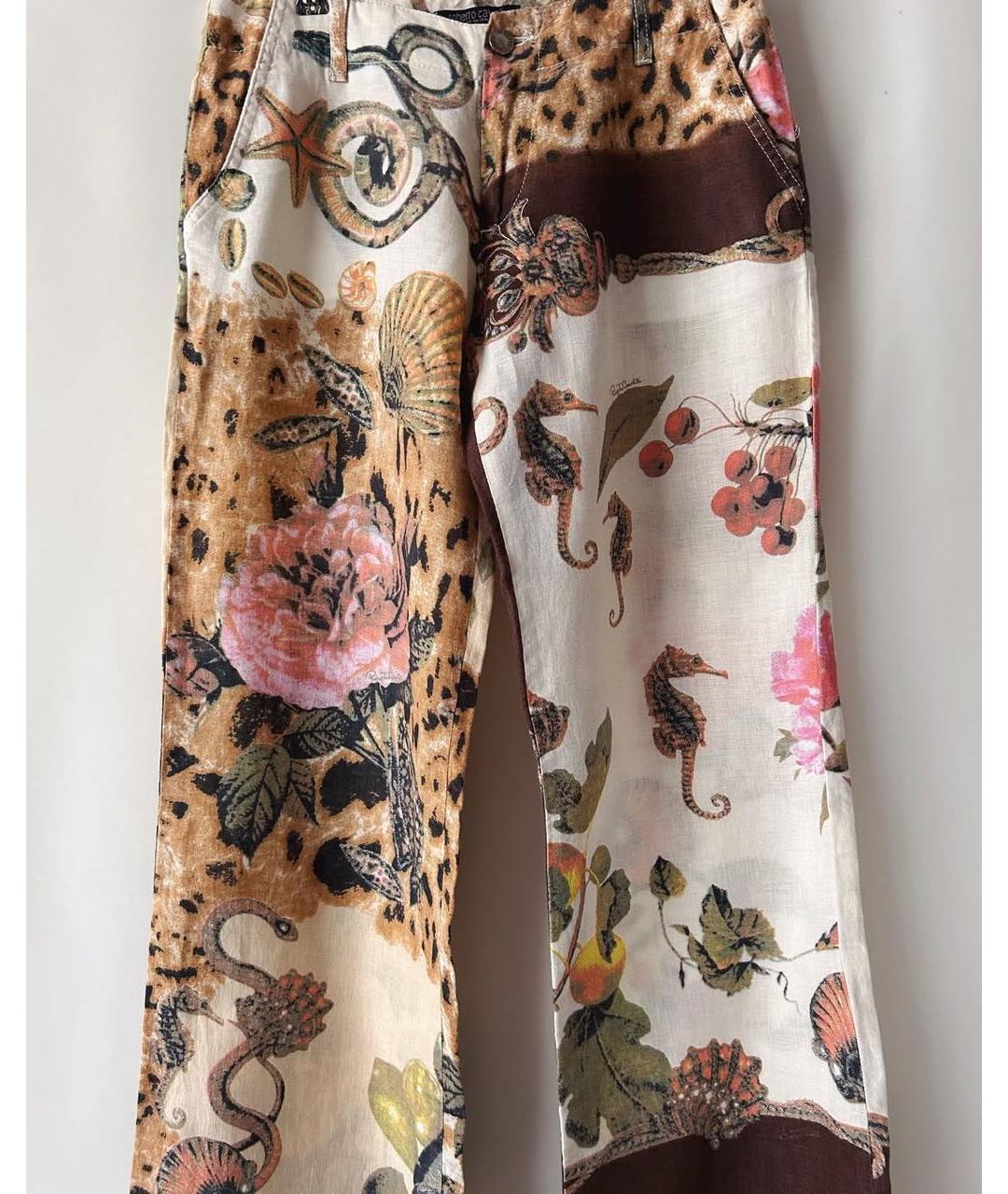 ROBERTO CAVALLI Мульти льняные прямые брюки, фото 3