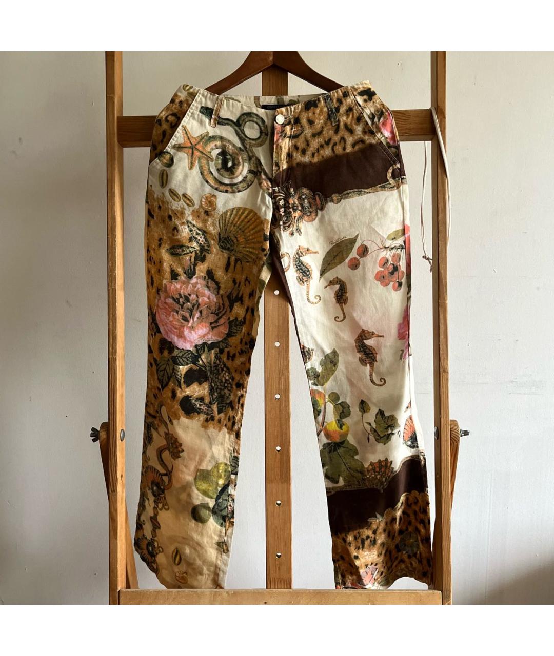ROBERTO CAVALLI Мульти льняные прямые брюки, фото 9