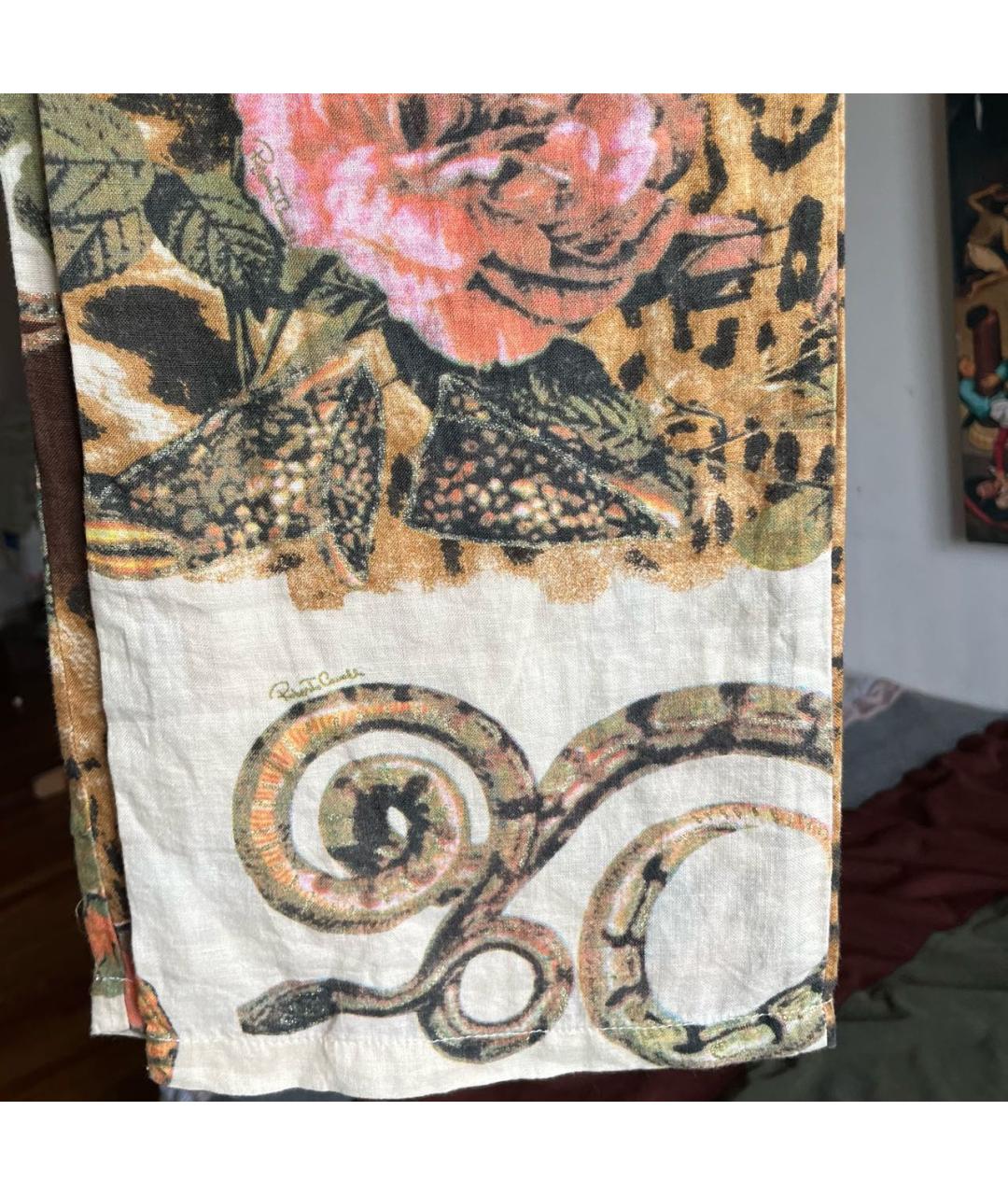 ROBERTO CAVALLI Мульти льняные прямые брюки, фото 7