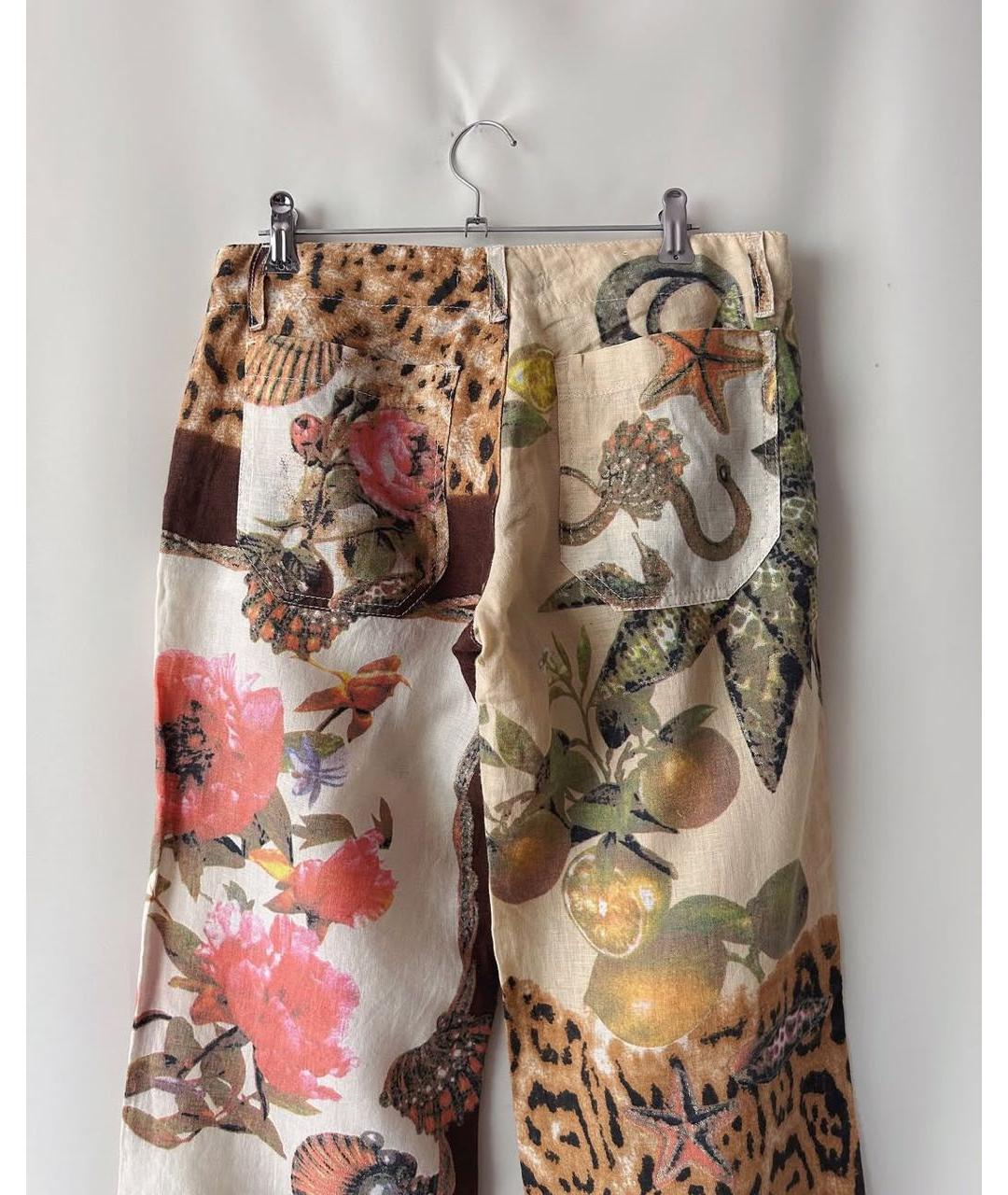 ROBERTO CAVALLI Мульти льняные прямые брюки, фото 4