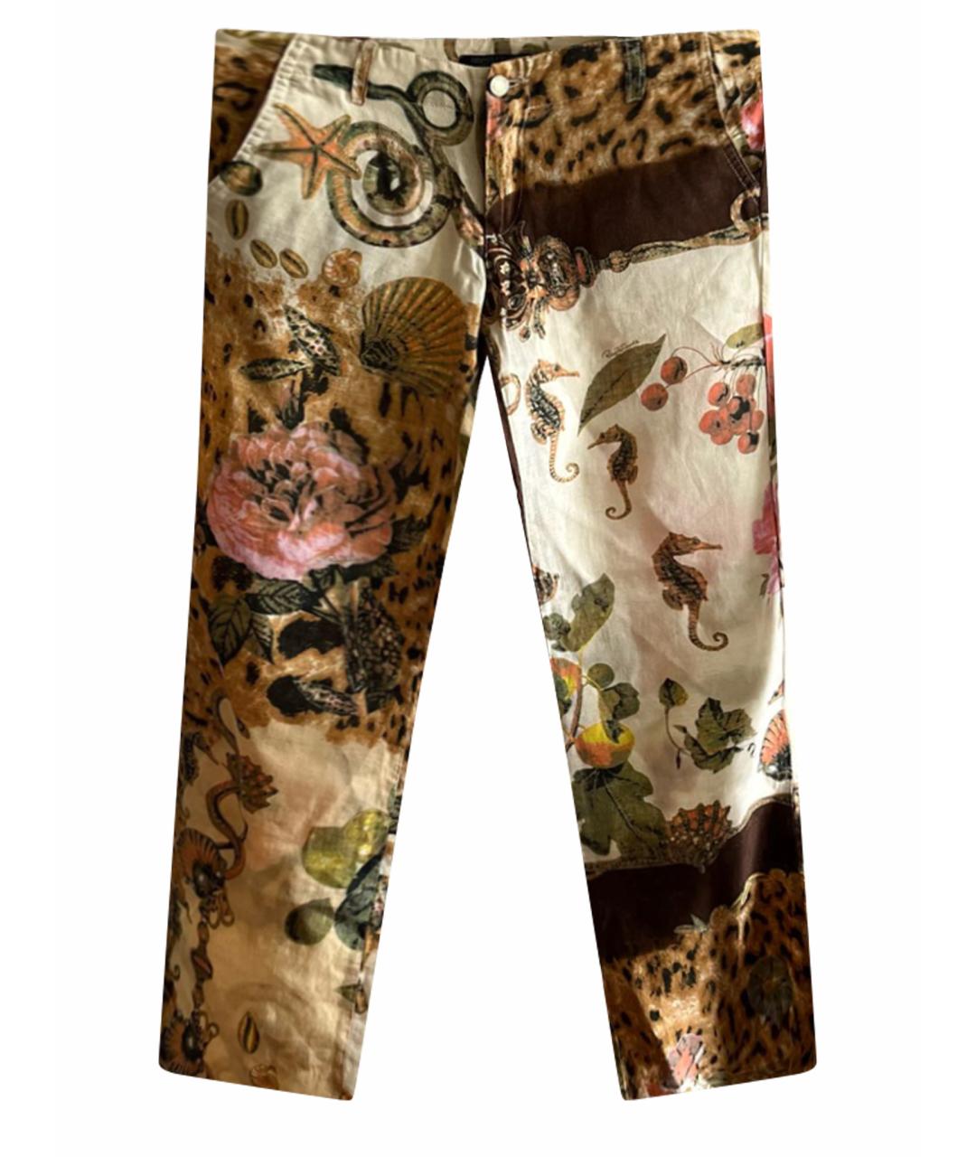 ROBERTO CAVALLI Мульти льняные прямые брюки, фото 1