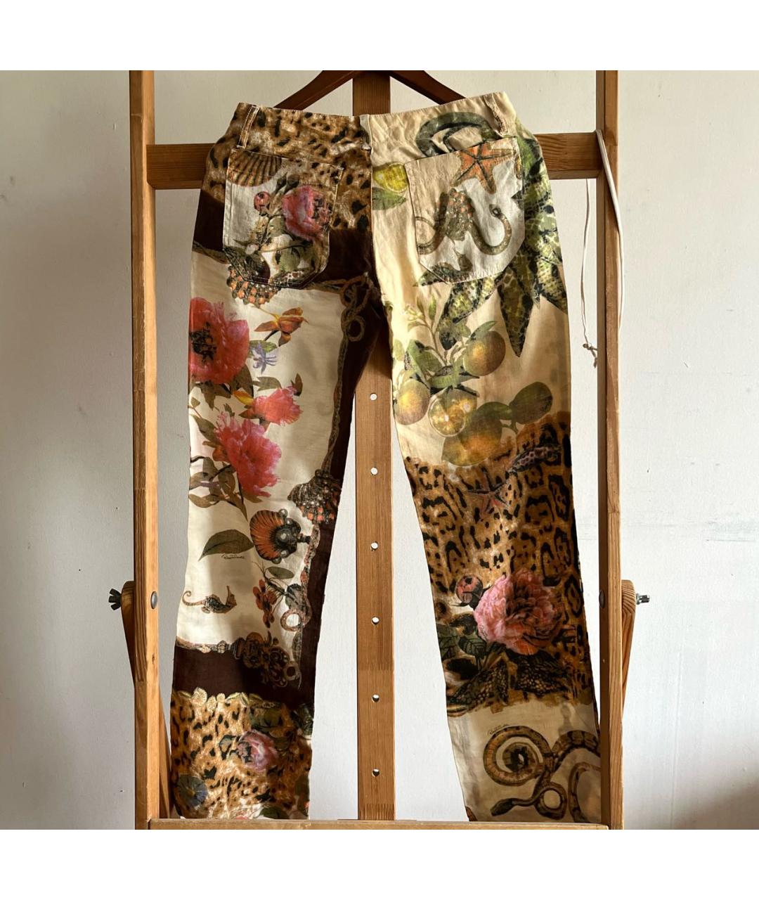 ROBERTO CAVALLI Мульти льняные прямые брюки, фото 2