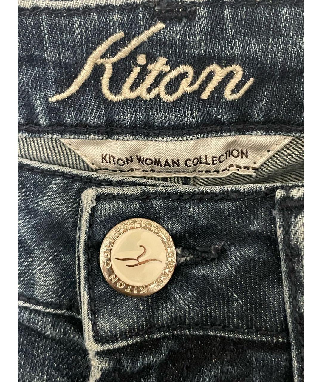 KITON Синие хлопко-эластановые джинсы слим, фото 2