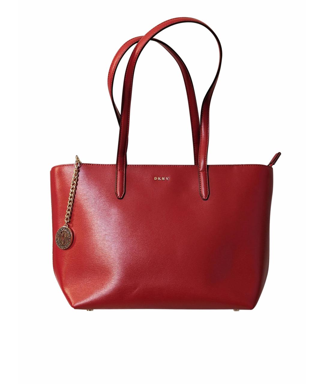 DKNY Красная кожаная сумка тоут, фото 1