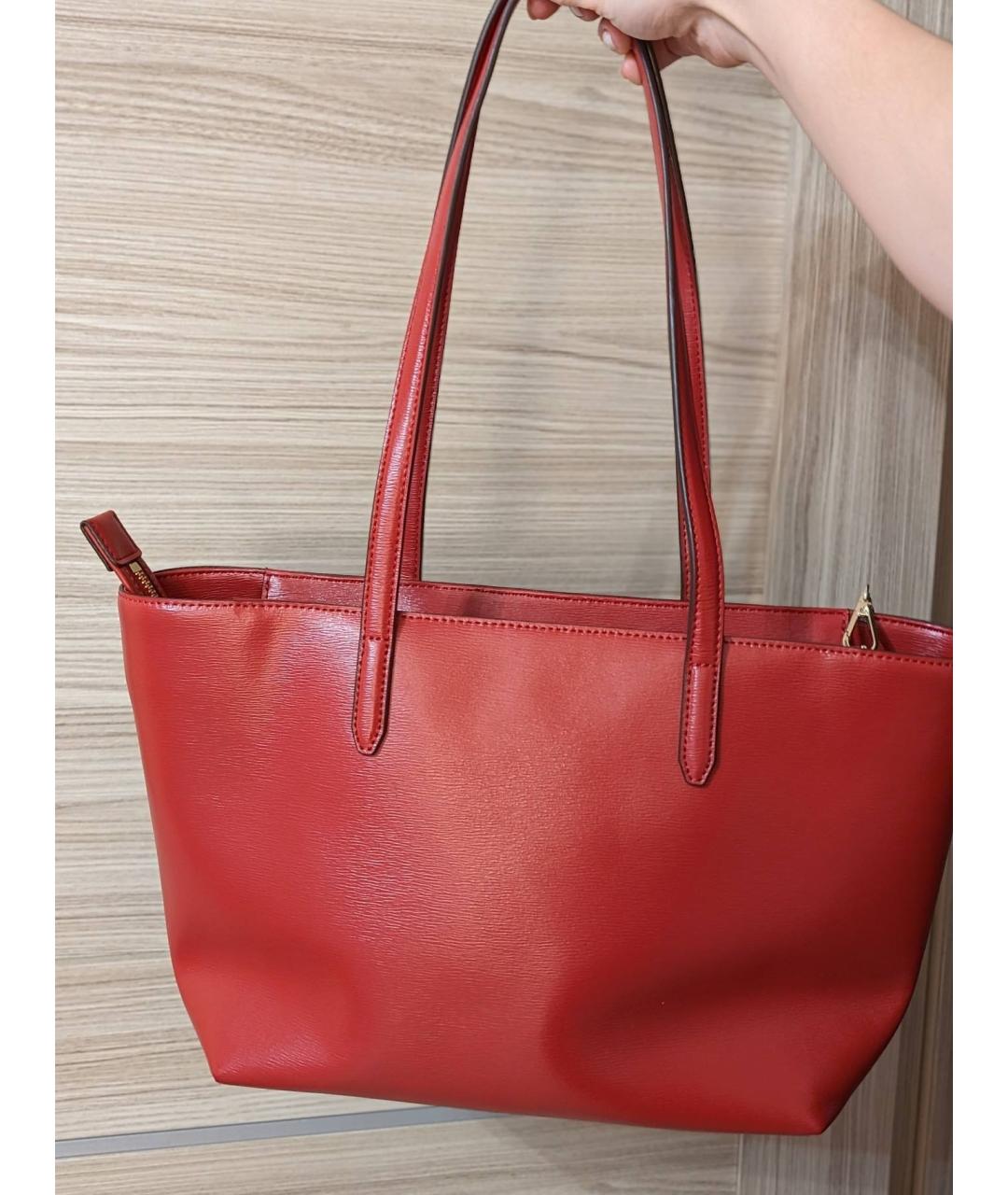 DKNY Красная кожаная сумка тоут, фото 3