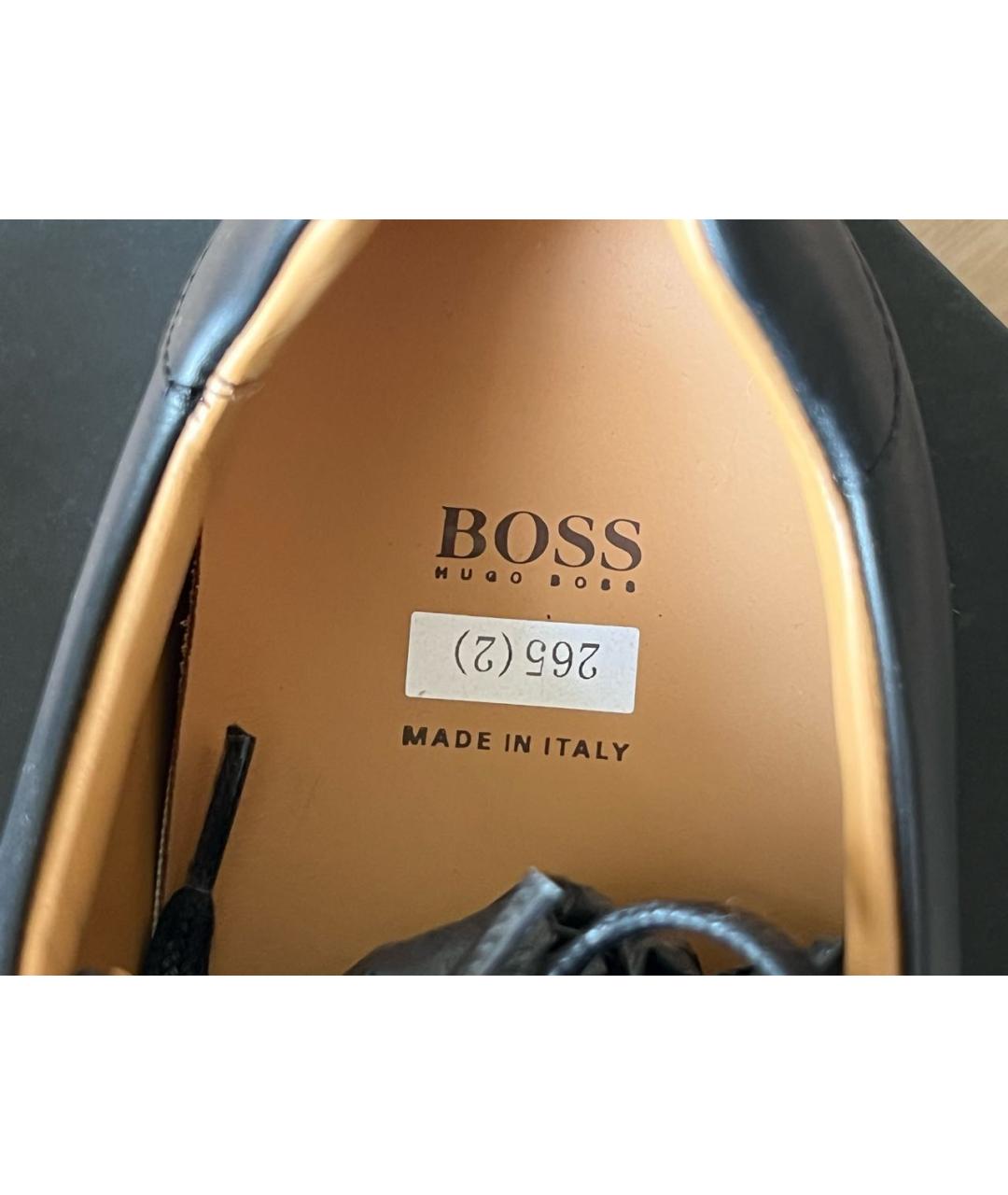 HUGO BOSS Черные кожаные низкие кроссовки / кеды, фото 4