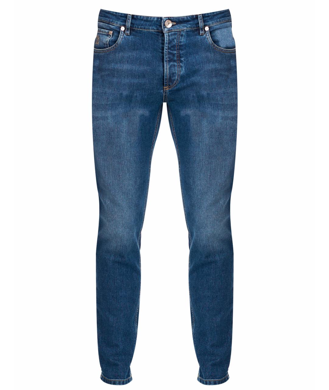 BRUNELLO CUCINELLI Синие хлопковые джинсы скинни, фото 1