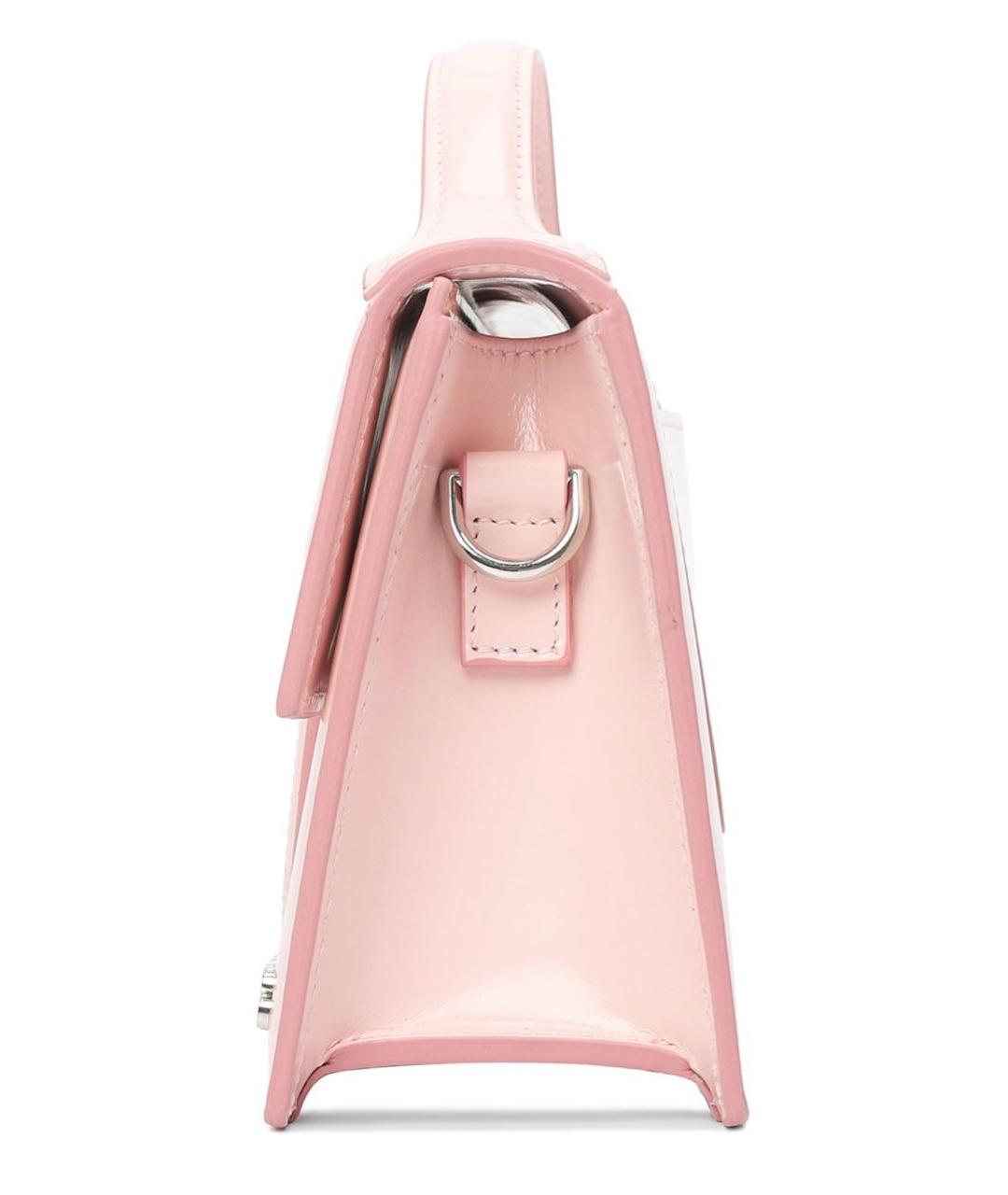 JACQUEMUS Розовая сумка с короткими ручками из лакированной кожи, фото 3