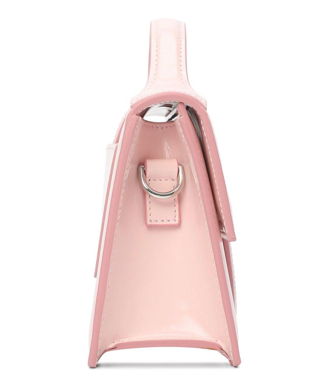 JACQUEMUS Розовая сумка с короткими ручками из лакированной кожи, фото 4