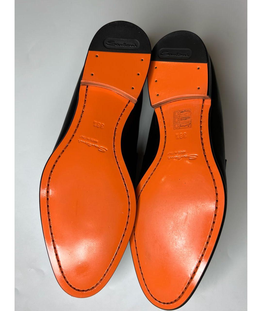 SANTONI Черные кожаные лоферы, фото 6