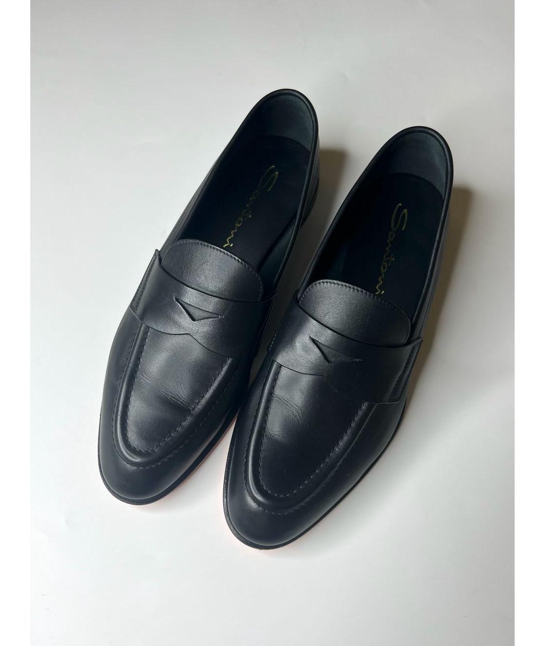 SANTONI Черные кожаные лоферы, фото 5