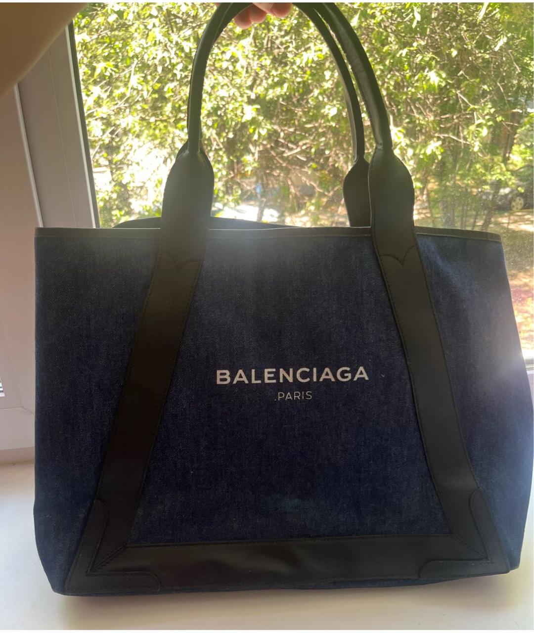 BALENCIAGA Темно-синяя деним сумка тоут, фото 7