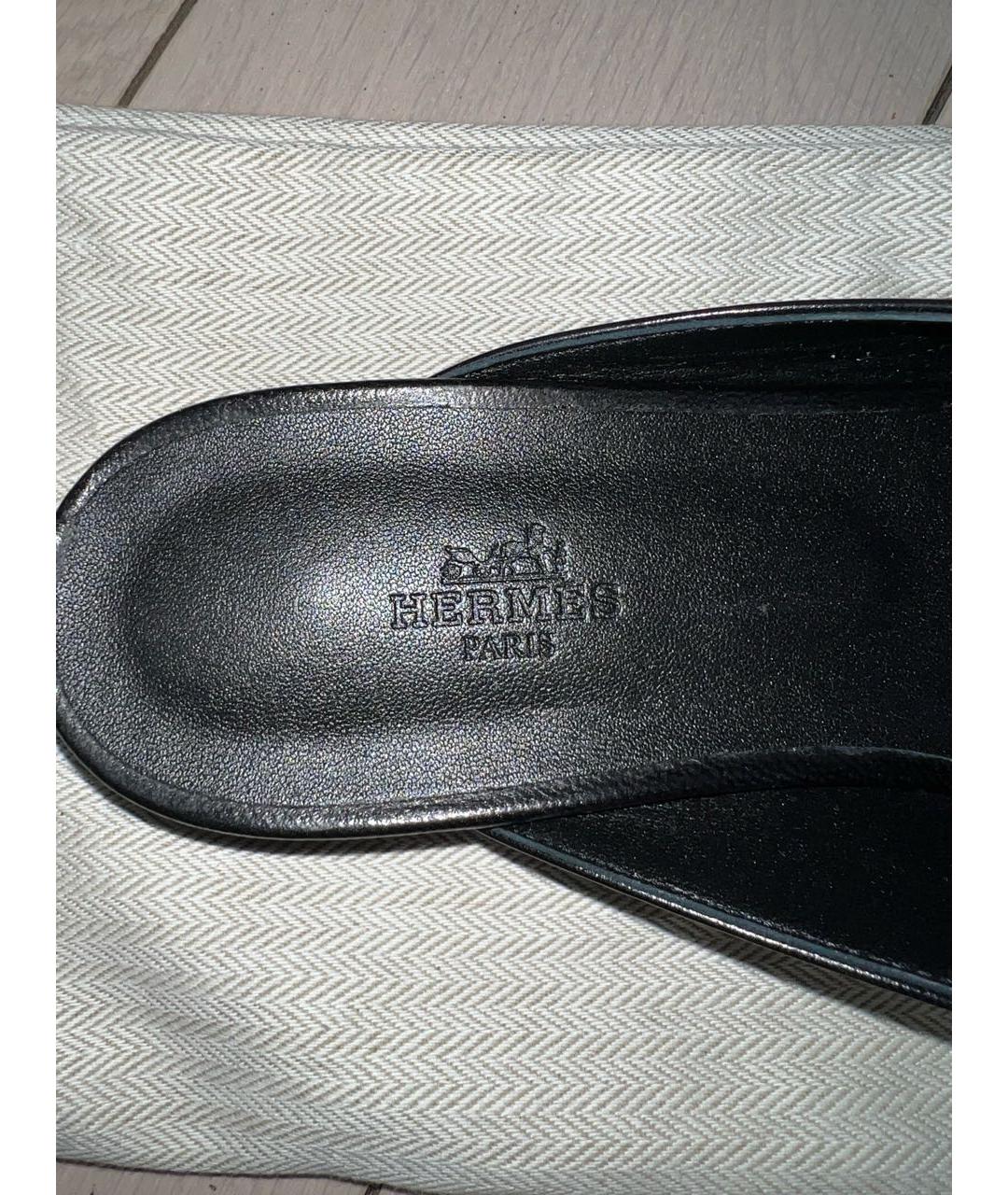 HERMES PRE-OWNED Черные кожаные мюли, фото 4