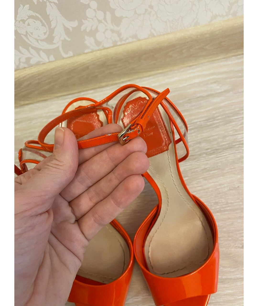CHRISTIAN DIOR PRE-OWNED Оранжевое кожаные босоножки, фото 8