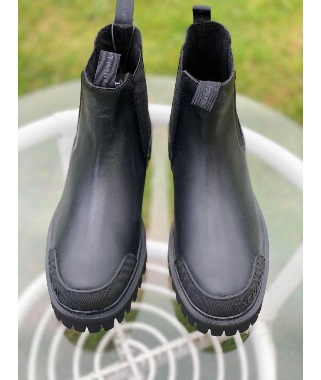 ARMANI EXCHANGE Черные кожаные ботинки, фото 3