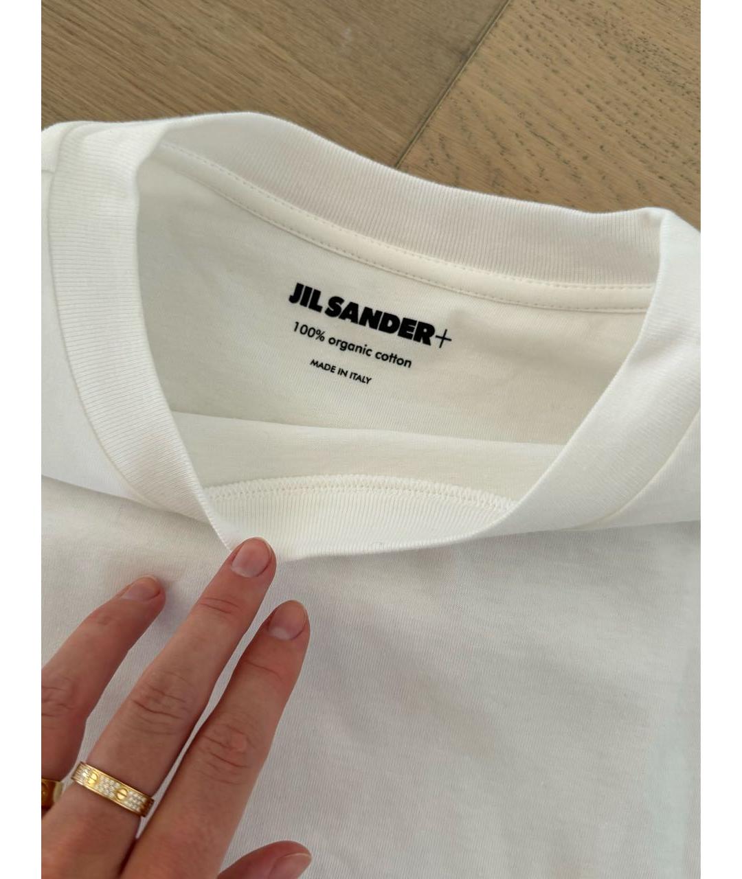 JIL SANDER Белая хлопковая футболка, фото 3